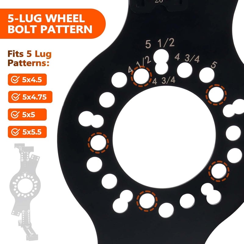 Atesilor Wheel Fitment Tool and Simulator, Offset Measuring Mockup Tool, Fits 14-22 Inch Rim Diameters and 7-17 Inch Widths, 5-Lug Bolt Pattern - Image 2
